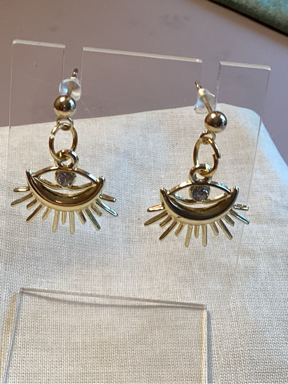 NwOT Goldtone Protective Eye Charm Drop Earrings